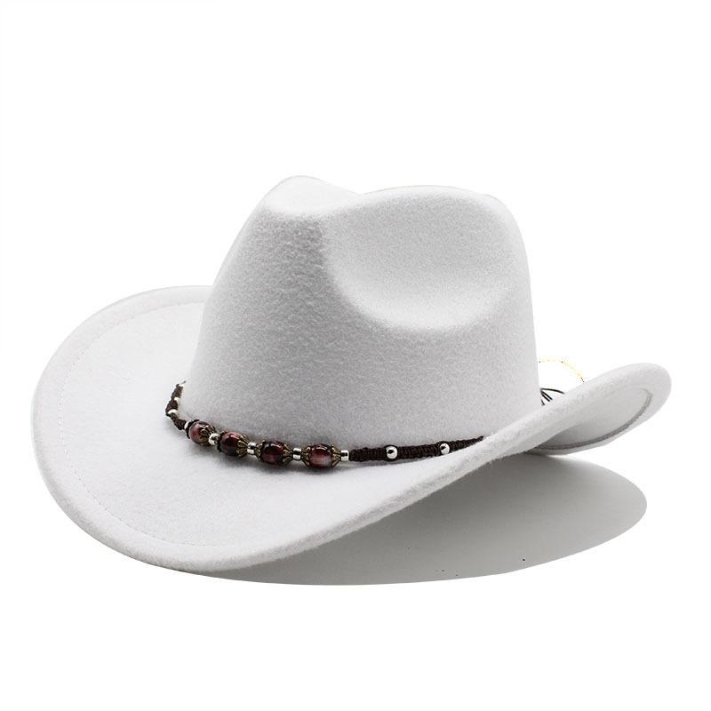 American Western Cowboy Hat Men'S Riding Hat Outdoor Travel Equestrian Hat Bent-Brimmed Wool Top Hat