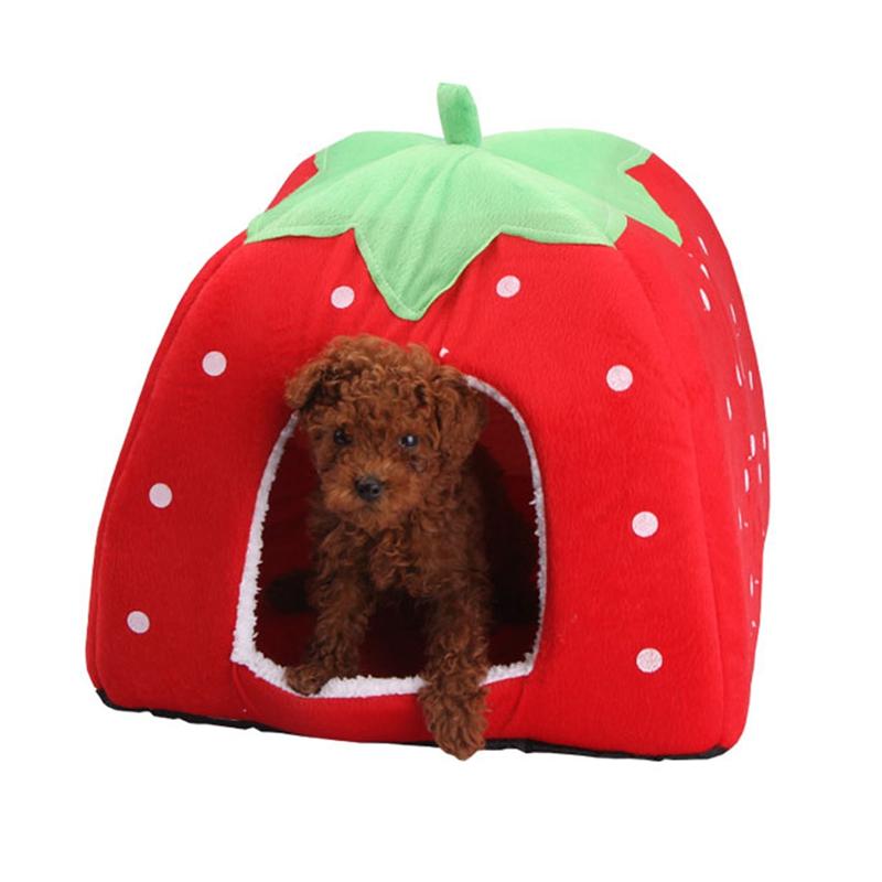 Good-Dog Kennel Dog Fashion Mat Basket Soft Strawberry Pet Dog Cat House Pet Tent Dog House Small Dog Kitten Bed Cat House