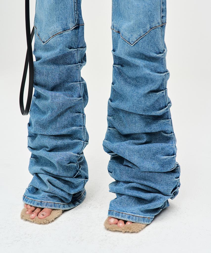 ADSB ANDERSSON BELL New Martina Western Boots Wrinkle Jeans Apa667W(Washed Blue)
