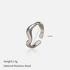 European and American Fashion Wave Opening Stainless Steel Ring, Personalized Simple Ins Wind Electroplating 18K Gold Titanium Steel Jewelry