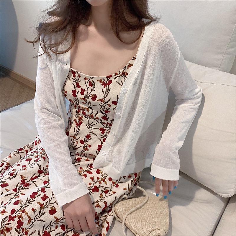 Women's V-Neck Ice Silk Sun Protection Cardigan - Summer 2024 Korean Loose Fit Casual Jacket