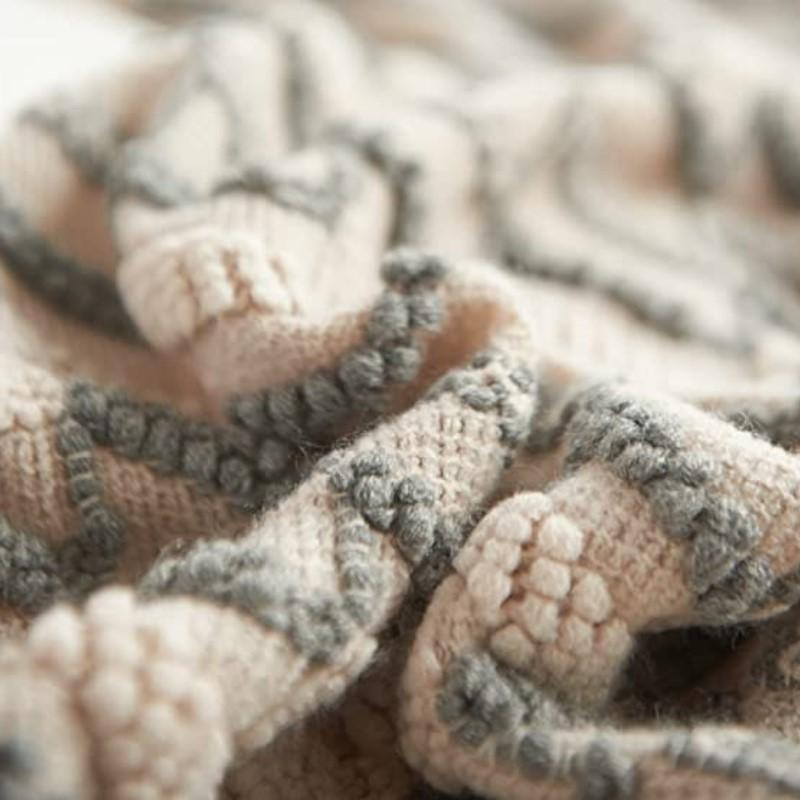 100% Acrylic Khaki Knitted Blanket with Tassel Gift Blanket Bed Sofa Travel Breathable Chic Bohemian Soft Comfortable Blanket