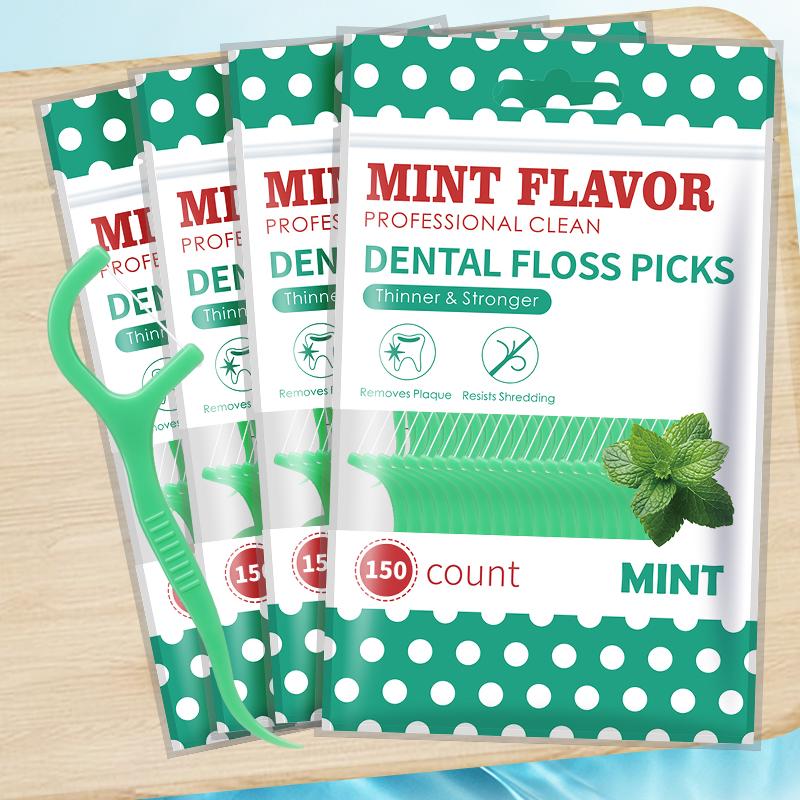 300PCS Mint Floss Sticks, Tooth Gap Brushes - Bagged Dental Hygiene Products - Essential Cleaning Tools for Home, Outdoor,Traver