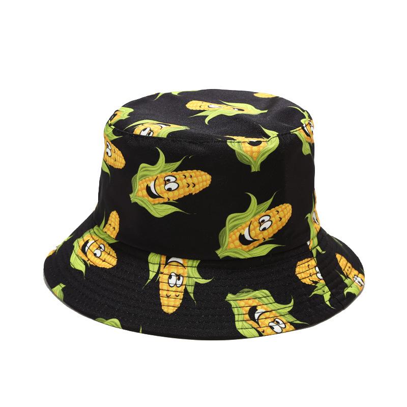Sombrero de pescador con estampado creativo de vegetales para mujer, sombrero para el sol para exteriores, de verano, versátil