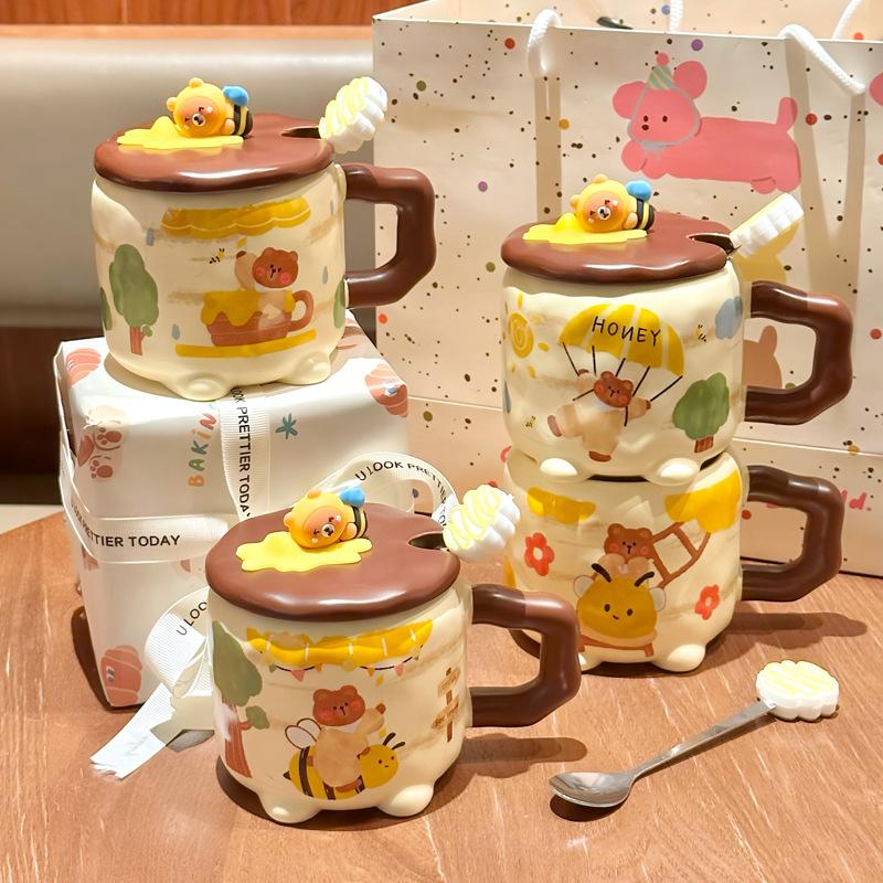 Creative Cute Little Bear Ceramic Mug for Birthday Gift for Sisters and Girlfriends