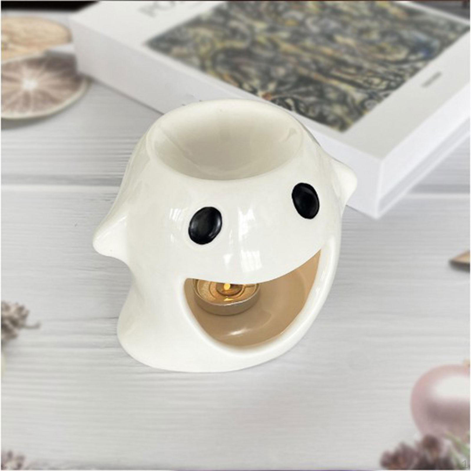 

Ceramic Essential Oil Burner for Tealight Candles, Centerpiece Halloween білий