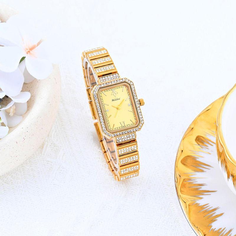Fashion Womens Diamond Bracelet Watches Square Dial Waterproof Quartz Watch for Ladies