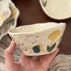 Retro Handmade Ceramic Tableware Underglaze Color Rice Bowl High Value Household Plate Breakfast Cup Dessert Plate Salad Bowl
