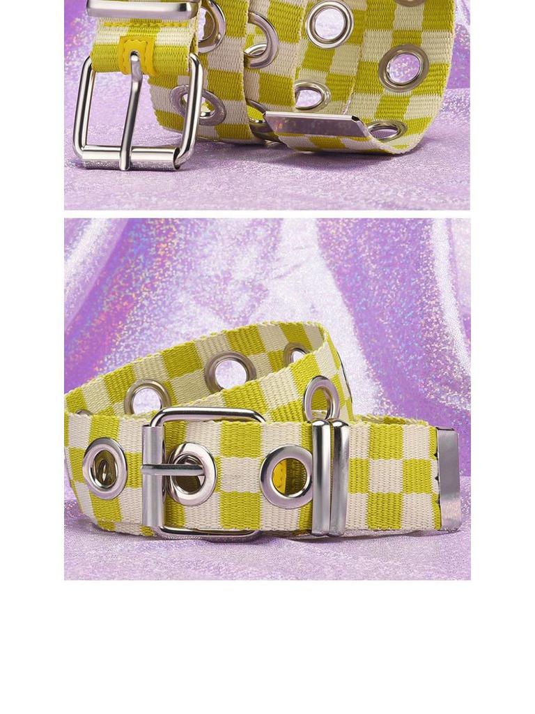 Rainbow Plaid Canvas Belt with Pin Buckle