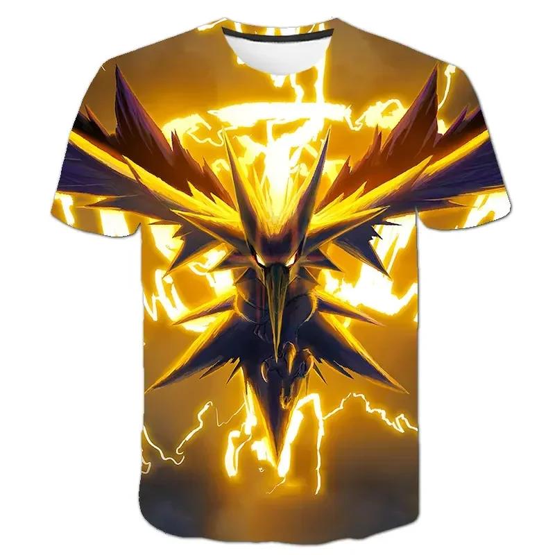 2025 Children's 3D Short-sleeved Cosplay Anime Pikachu T Shirt Fashion Casual T-shirt Pokemon Boys and Girls T-shirt Children's Clothing 7-13