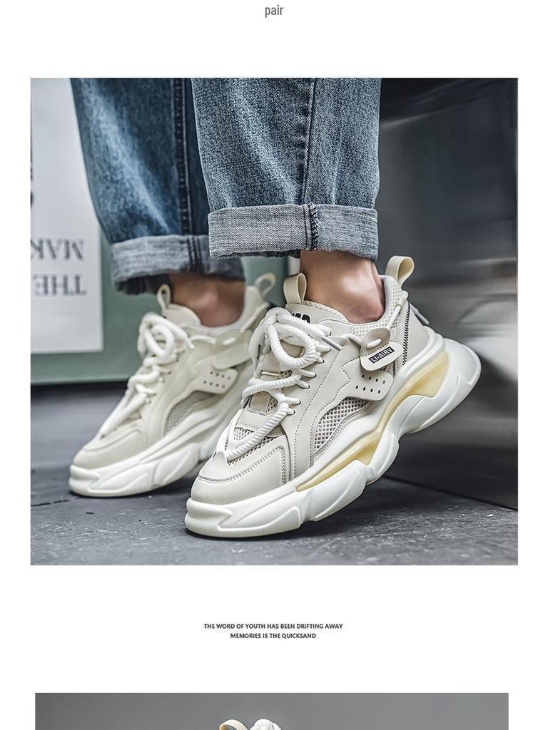 Dad's Spring 2025 Men's Breathable Trendy Thick-Soled Running Sneakers Casual Shoes