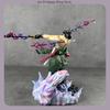 27CM One Piece Roronoa Zoro Dual Swapable Head Three-Sword Style And Anime Model Statue For Birthday Gift