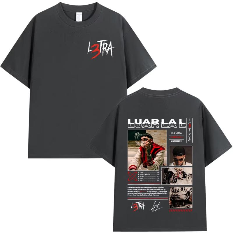 Rapper Luar La L Music Album L3tra T Shirts Unisex Unisex Hip Hop Fashion Short Sleeve Tshirts Vintage Oversized Tshirt Streetwear