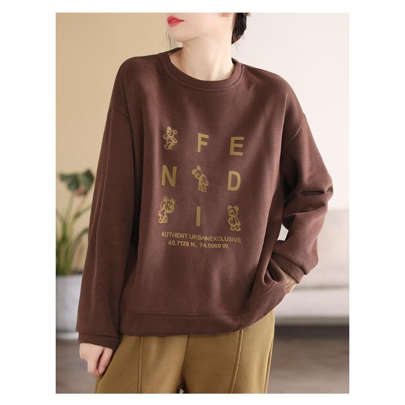 Fashionable Retro Autumn Round Neck Long Sleeve Sweater Geometric Print Loose Pullover Jacket Elegant and Versatile Top