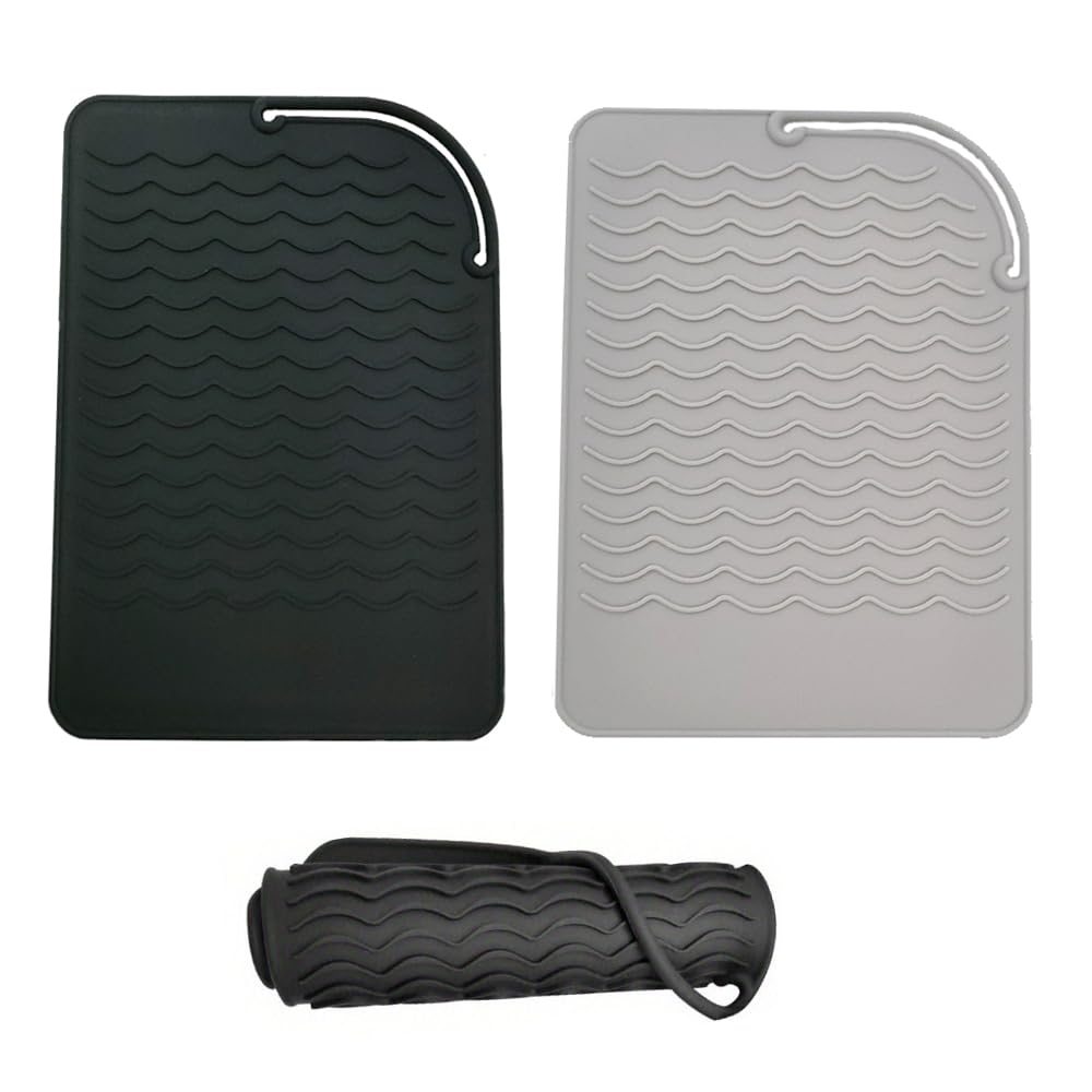 

VIVIZHWH Silicone Mat for Hair Hair and Styling with Storage Travel Home Use Heat-Resistant Irons, Straighteners, Clips, Tools, Bag, 21x15cm,