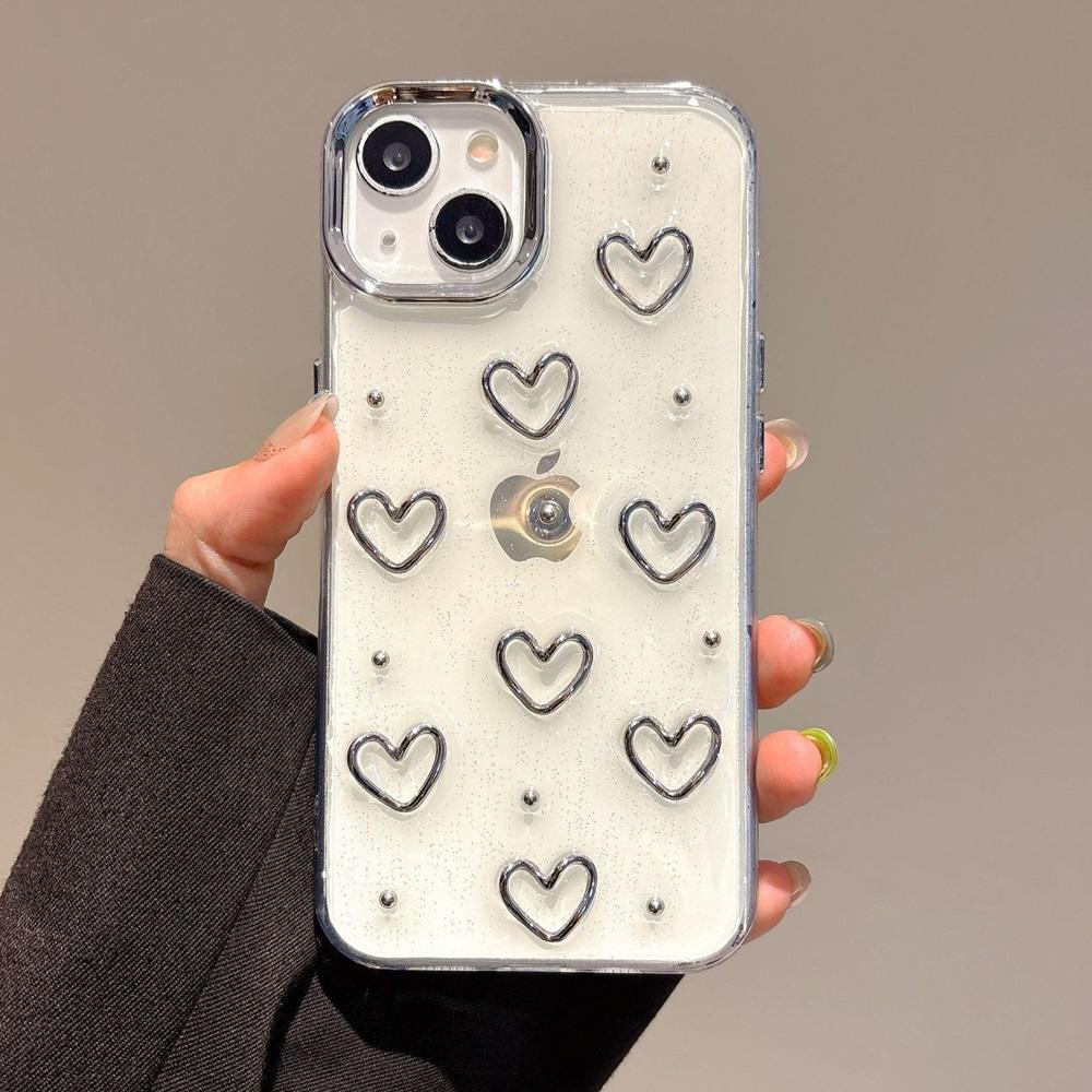 

Роскошный блестящий чехол для телефона с сердечком для iPhone 16 15 14 13 12 11 Pro Max Plus Прозрачная мягкая противоударная бамперная накладка For iPhone 16 Pro Max&Silicon