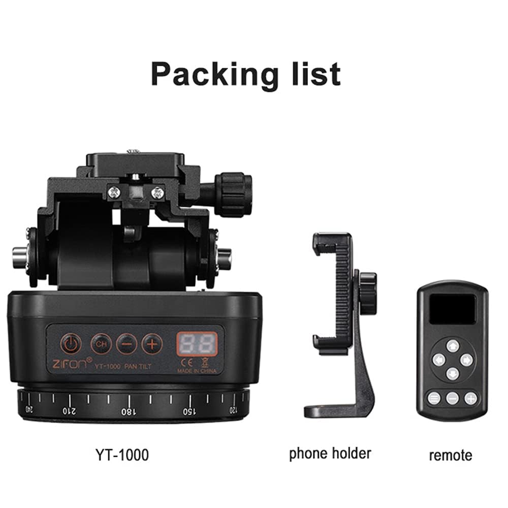 JYYXF ZIFON YT1000 Wireless Motorized Pan Tilt Tripod Head 360 Rotation Panorama Gimbal Stabilizer Smartphone Camera 1kg Load 2.4G Remote