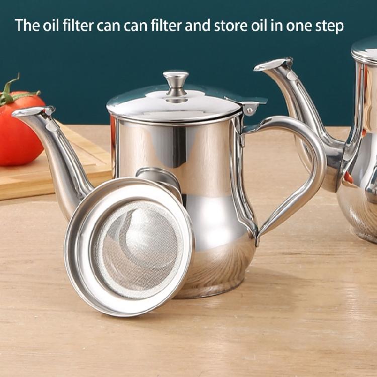 Grease Container Stainless Steels Oil Filter Pot Oil Storage Container with Fine Mesh Strainer Oil Storage Tank