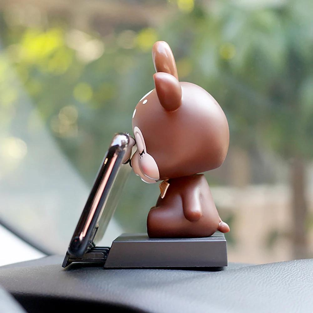 Phone Holder Cute Shaking Head Deer Doll Bracket Decoration Automobile Dashboard Lovely Bobblehead Toy Auto Interior Accessories
