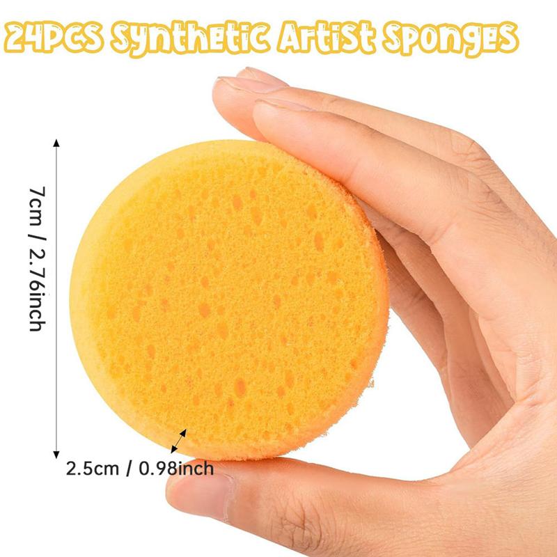24Pcs Round Pottery Sponges Care, Tack Sponges For Efficient Sculpting Cleanup For Painting, Car Waxing, Washing Dishes
