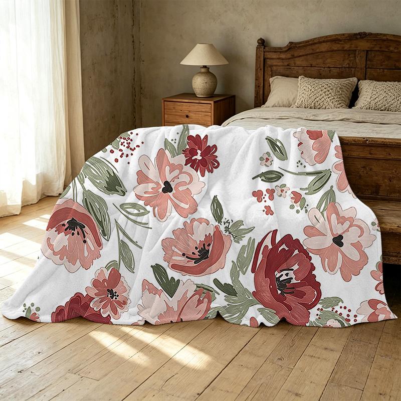 Maternity Flannel Blanket,Non-Pilling Floral Cozy Soft Warm Throw for Home, All Season, Christmas & Halloween