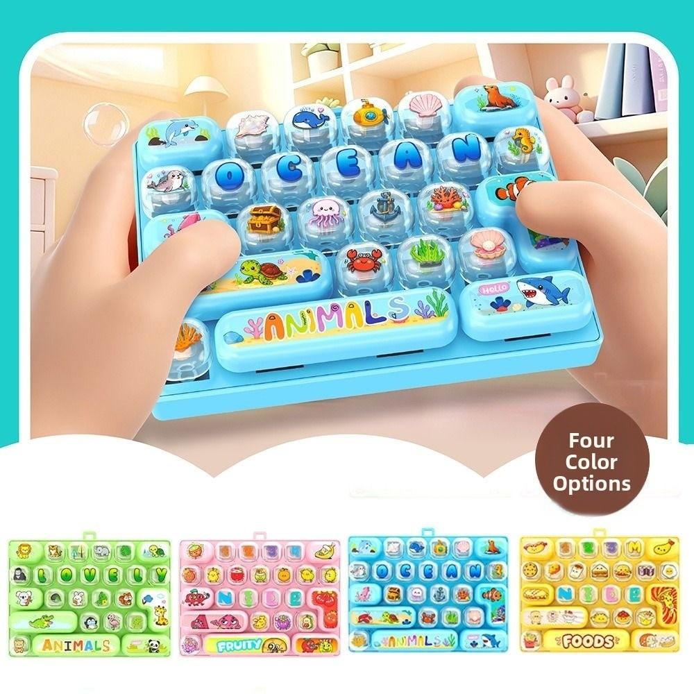 Cute 26 Keyboard Keychain 26 Grid Fidget Toy Funny Fingertip Button Keyring Office Use