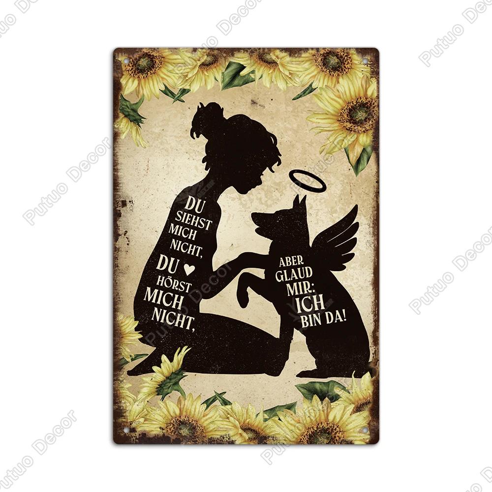 Putuo Decor German Vintage Metal Tin Sign xin Rustic Wall Art for Farmhouse Office Coffee Shop Unique Gift Idea for Friends