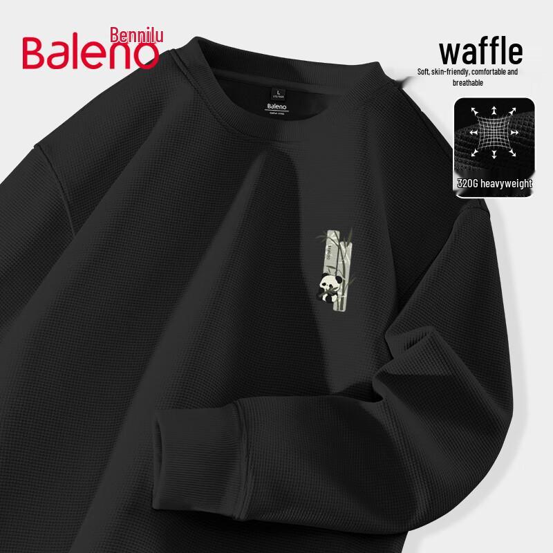 Baleno Waffle Knit Panda Graphic Crew Neck Sweatshirt