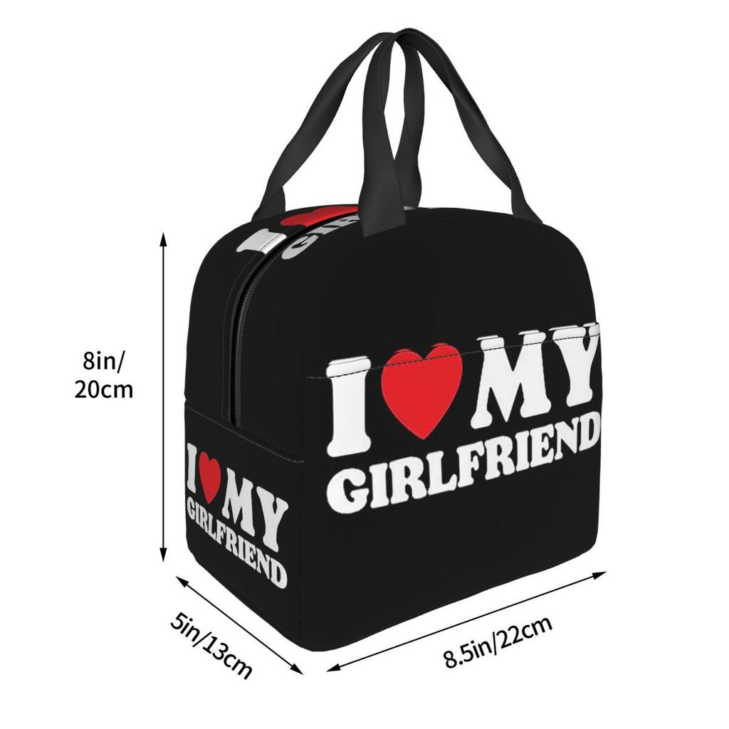 I Love My Girlfriend Insulated Lunch Bag for Women Kids Portable Food Boxes Thermal Lunch Box Tote