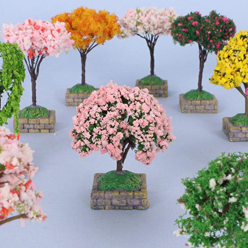 Puppenhaus Mini Künstlicher Baum Weide Ahorn Kirschbaum Modell Ornamente Gartendekorationen