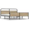 Metal Bed Frame without Mattress Smoked Oak Finish 193 x 203 cm