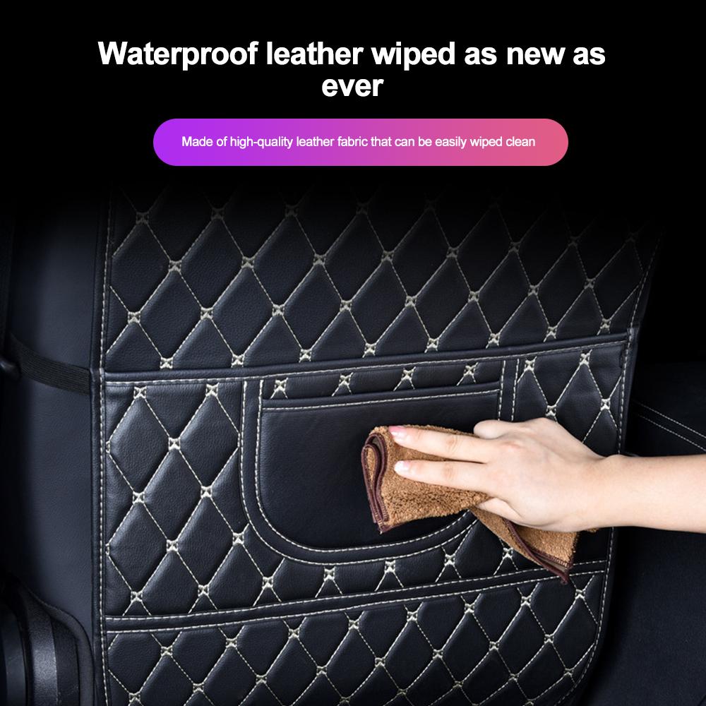 PU Leather Car Seat Back Protector Cover Children Kids Anti-Kick Mat with Storage Bag Auto Back Seats Covers Vehicles Anti Child Kick Anti Dirt Pad