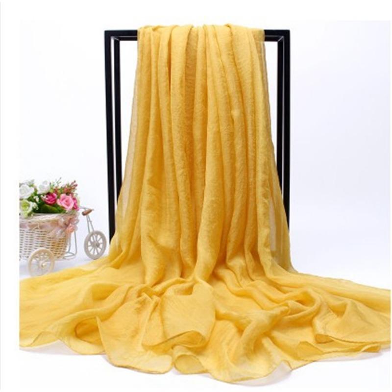 Extra Large Imitation Silk Scarf Solid Color Silk Scarf Seaside Beach Towel Long Spring and Autumn Women's Gauze Scarf Chiffon Scarf Women
