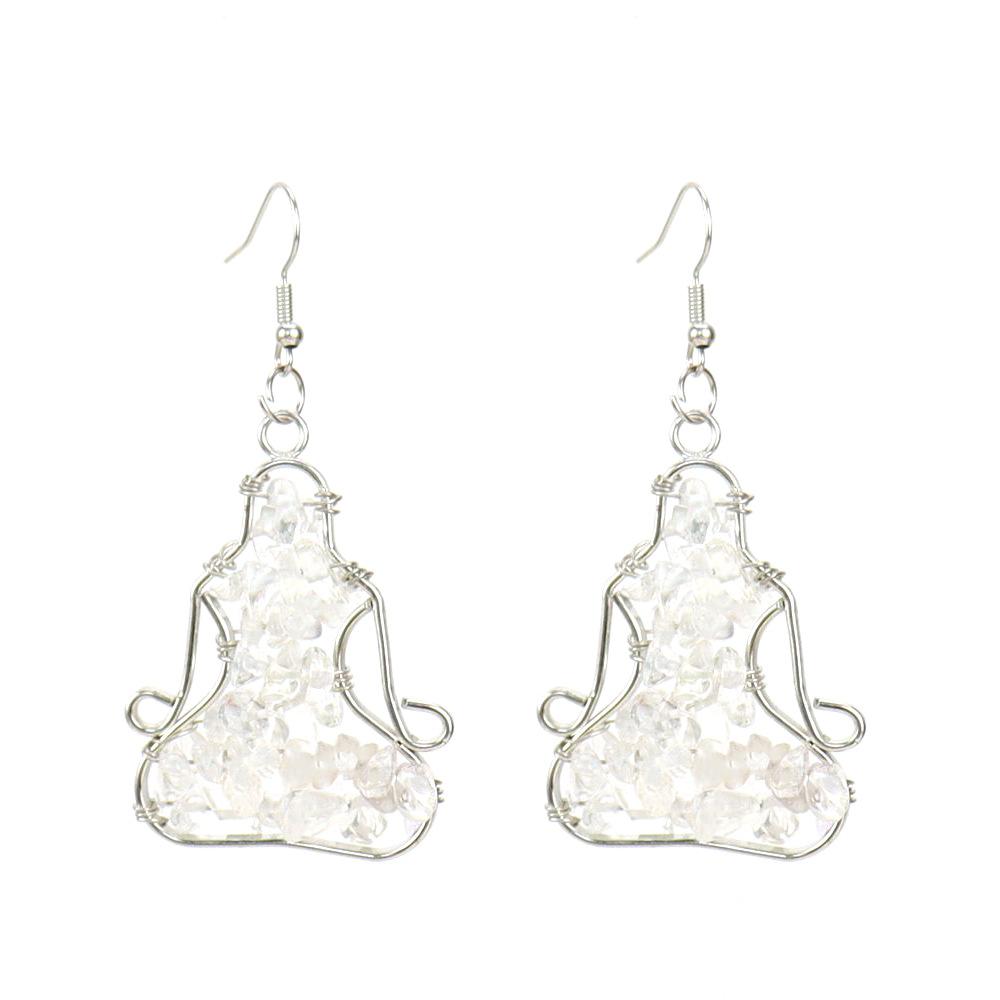 Hand Wound Natural Gravel Crystal Agate Amethyst Yoga Earrings Earrings E14 Fresh And Sweet