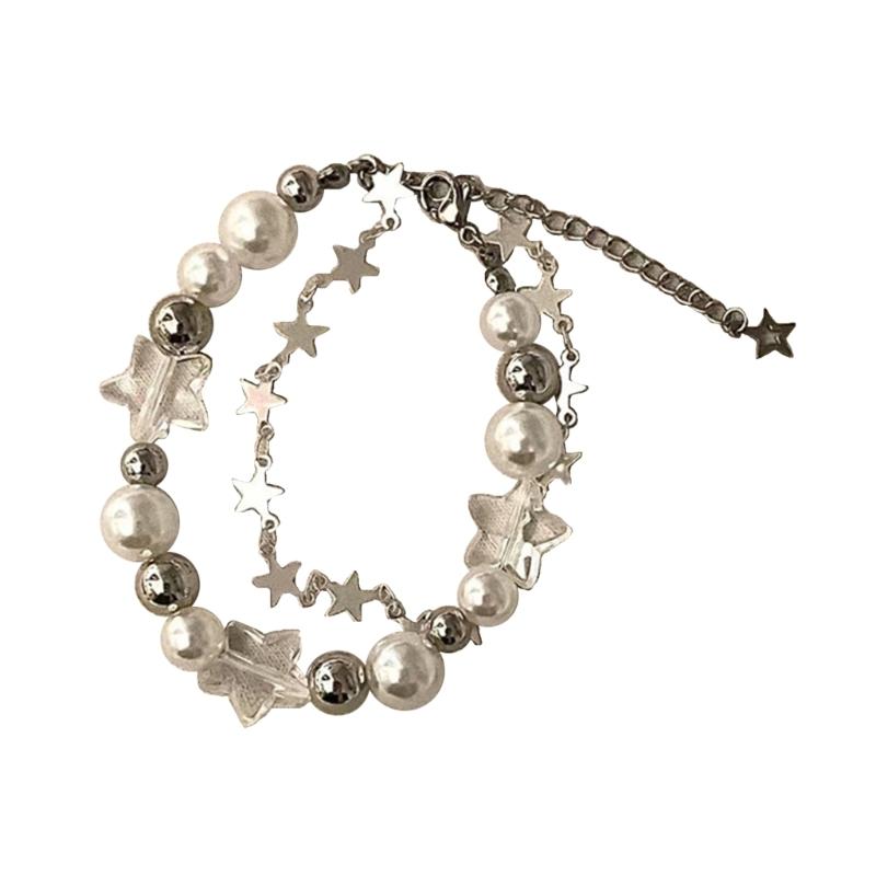 Vintage Shiny Star Pentagram Titanium Steel Bracelet for Women Sweet Aesthetic Y2k Charm Bracelet Harajuku Fashion Jewelry
