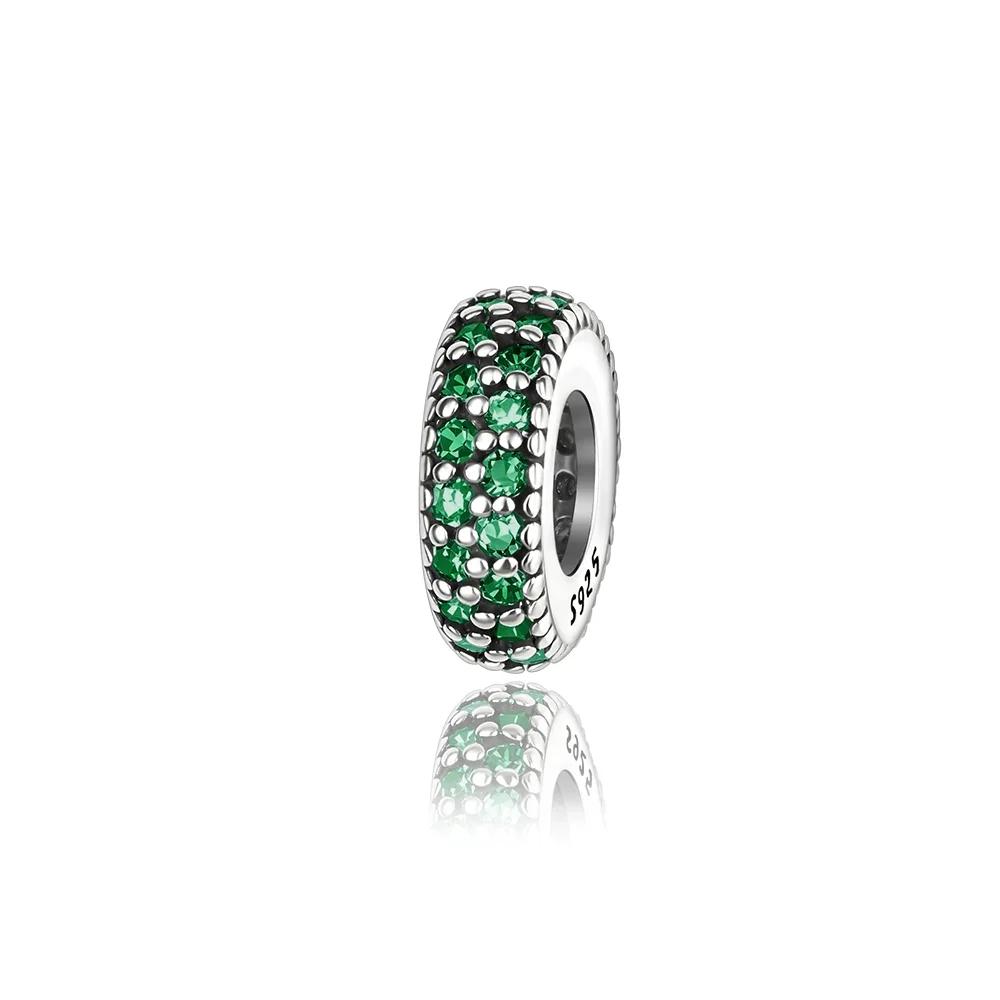 Colorful Full Diamond Charms Copper Heart Blooming Rose Round Beads Pendant Fit Original Bracelets Necklace Jewelry