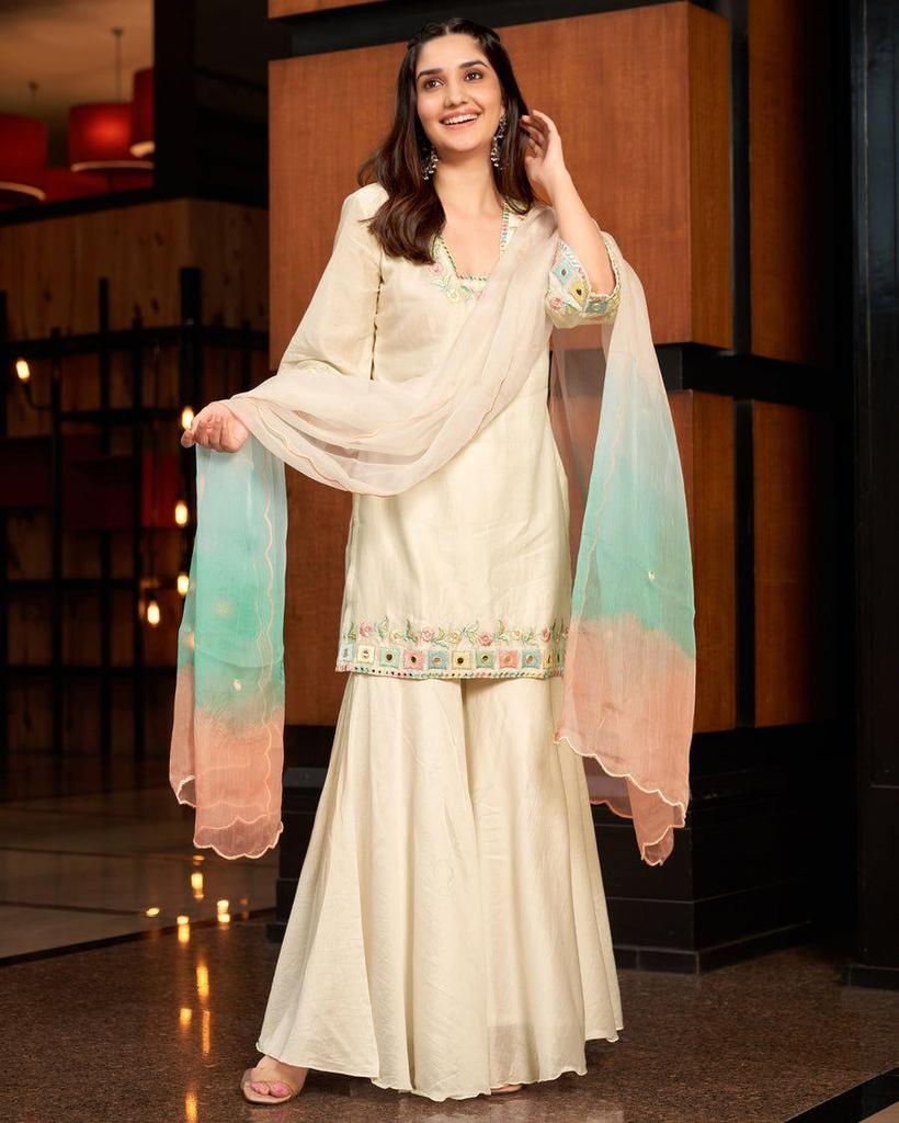 Indian Pakistani Salwar Kameez Sharara Set Women Bollywood Ethnic Kurta Palazzo Dupatta Set