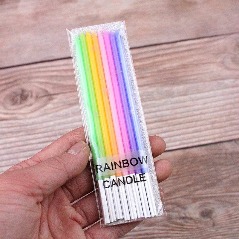 

Rainbow Candle Gradient Rainbow Birthday Candle Creative Colored Pencil Slim Candle Cake Decorative Wax 14.5cm