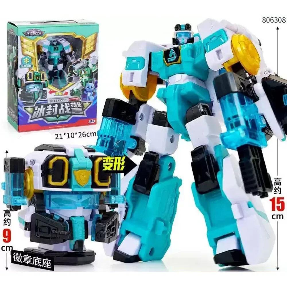 MiniForce Super Poliziotti Scien JET Poliziotto Marino Robot Trasformabile Emblema Testa Modello Mini Force Deformazionermazione Action Figure Giocattoli