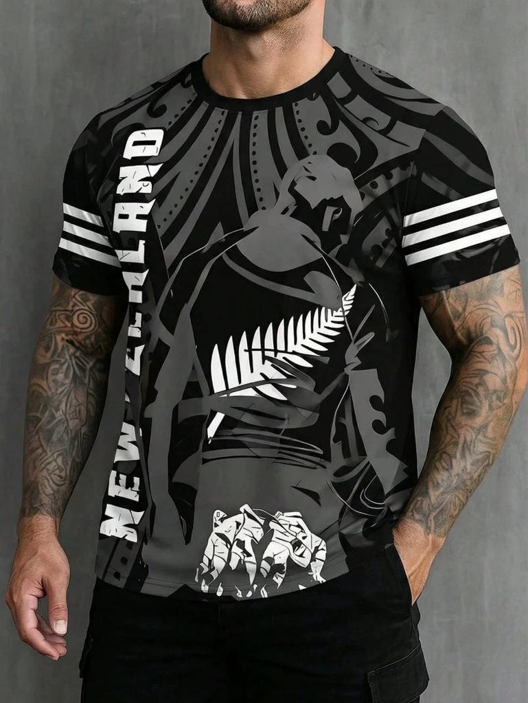 3D Digital Printing Men's Casual Round Neck Short-sleeved T-shirt Versatile and Breathable