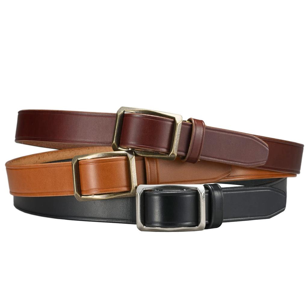 (Mitake Sangyo) Himeji Leather Slide Buckle Belt (Men's, Infinitely Adjustable, No Holes, Business Belt, 40s, Himeji Leather, Genuine Leather, Made