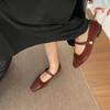 Mote 2024 Vårnye Kvinner Flate Sko Mote Rød Damer Shallow Shallow Slip on Mary Jane Sko Kvinnelige Firkantede Sko Utendørs Ballerinaer