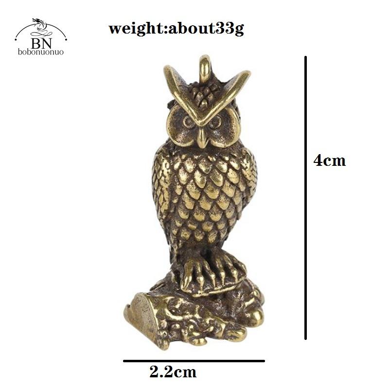 

Антикварные миниатюрные фигурки стоящей совы из цельной латуни, ретро, медные животные, чайный питомец, настольное украшение, декор, поделки, брелоки-подвески