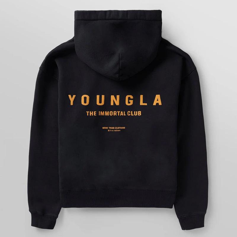 YOUNGLA Men's Oversized Pullover Hoodie Double-Layer Printed Fitness Jacket