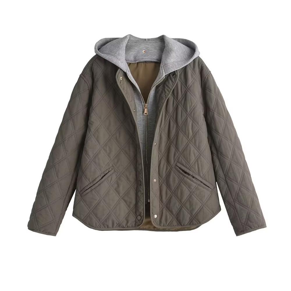 

Women s Autumn/Winter 2024 Versatile Hooded Cotton Jacket XS каштановый