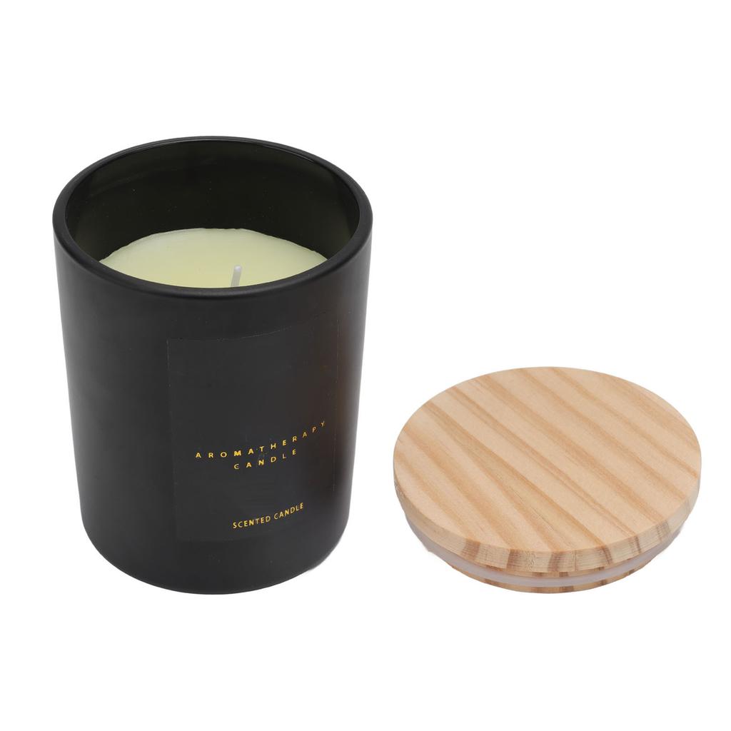 Duftkerze, angenehmer Duft, rauchfrei, mattierte Tasse, Duftkerze mit Holzabdeckung für