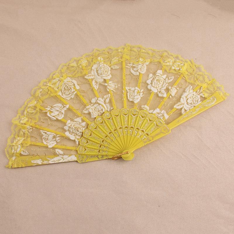 1Pc Chinese Ancient Style Flower Women Folding Fan with Tassel Fringe Hanfu Cheongsam Dance Fan Photo Props Summer Handheld Fan