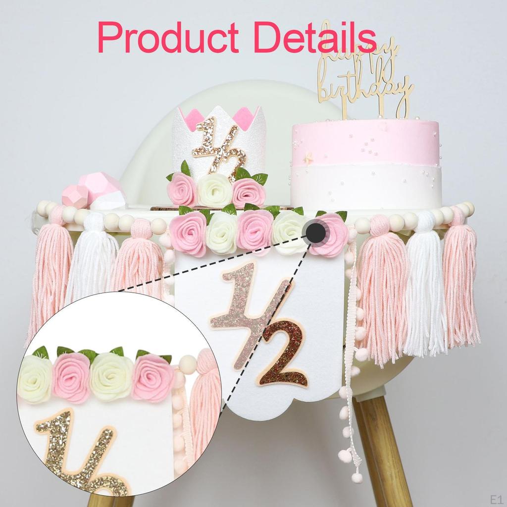 1/2 Birthday High Chair Banner Backdrop Decor Party for Celebration