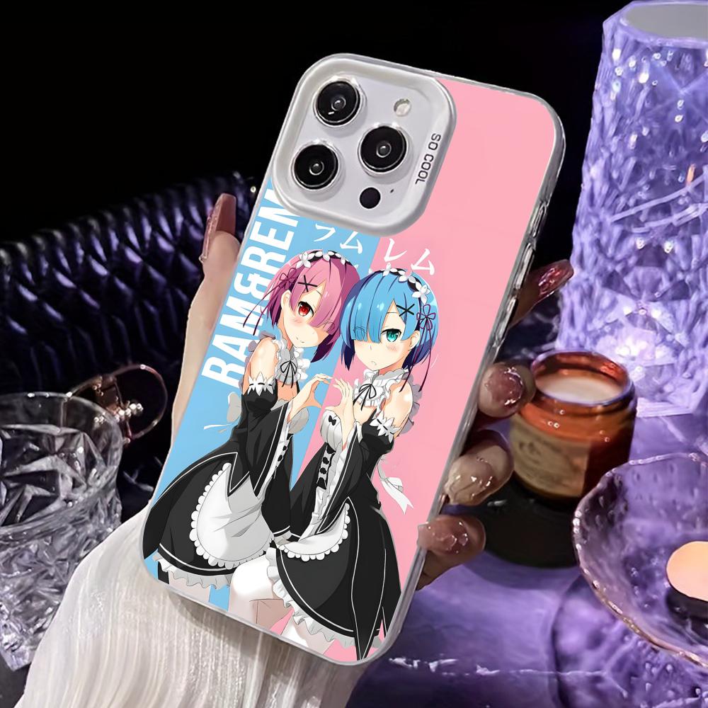 ReZero Rem Ram White Translucent Mobile Phone Case for iPhone 17 16 15 14 13 12 11 X XR XS Air Pro Max Plus Colorful Cover