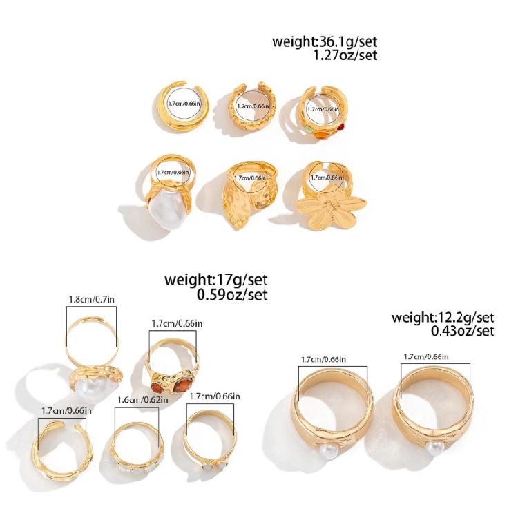 Fashionable Adjustable Flower Rings Set With Stylish Pearls Highlight Accessory for Women’s Everyday And Party Looks